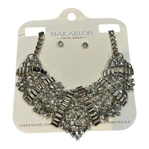 MAKARLON Crystal Statement Necklace & Earring Set, NWT